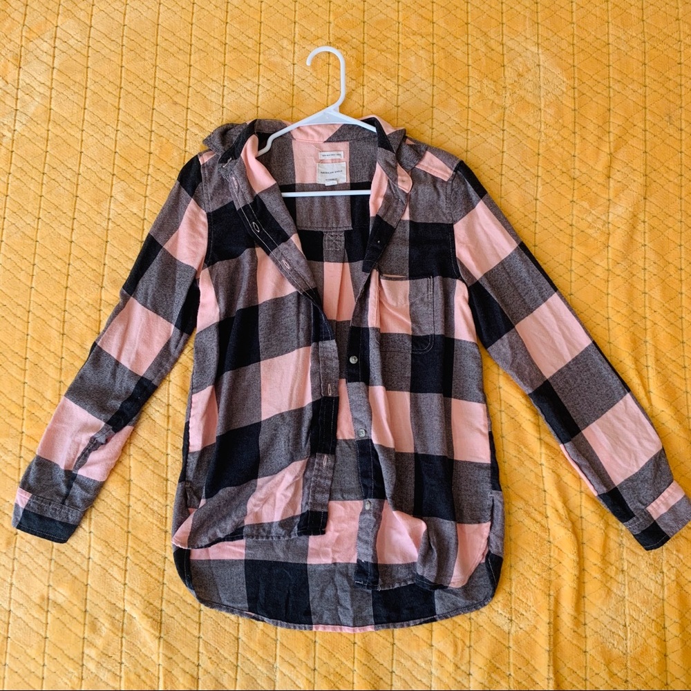 American Eagle boyfriend style flannel (PINK!)